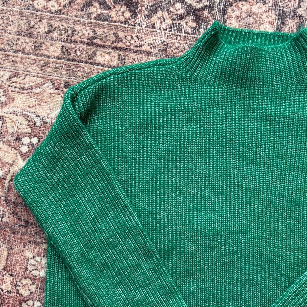 LOFT Green Knitted Mock Neck Sweater - Picture 4 of 8